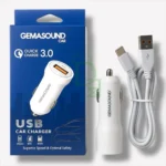 CARGADOR PARA CARRO GEMASOUND CON CABLE